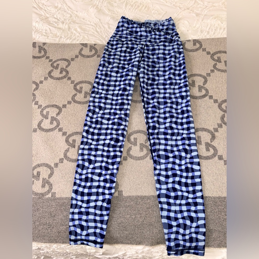 Aerie High-Waist Blue Check Leggings - Picture 3 of 9